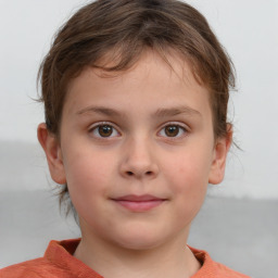 Neutral white child female with short  brown hair and brown eyes