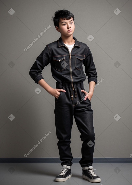 Mongolian teenager boy with  black hair