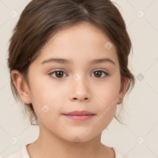 Neutral white child female with medium  brown hair and brown eyes