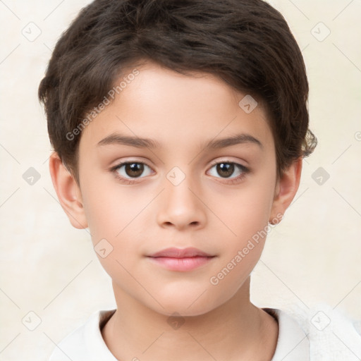 Neutral white child male with short  brown hair and brown eyes