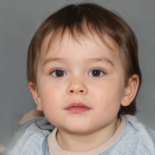 Neutral white child male with short  brown hair and brown eyes