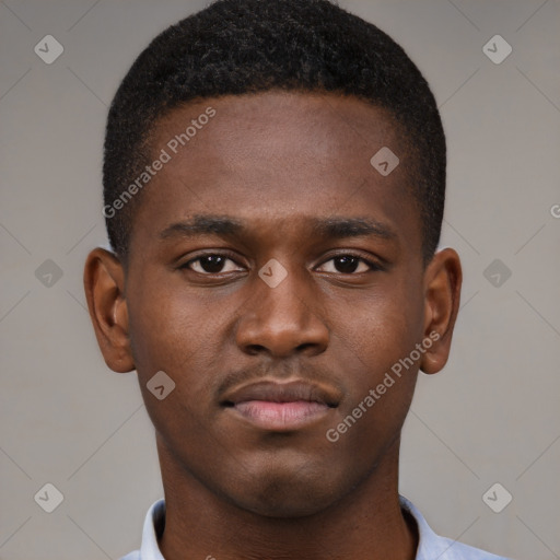 Neutral black young-adult male with short  brown hair and brown eyes