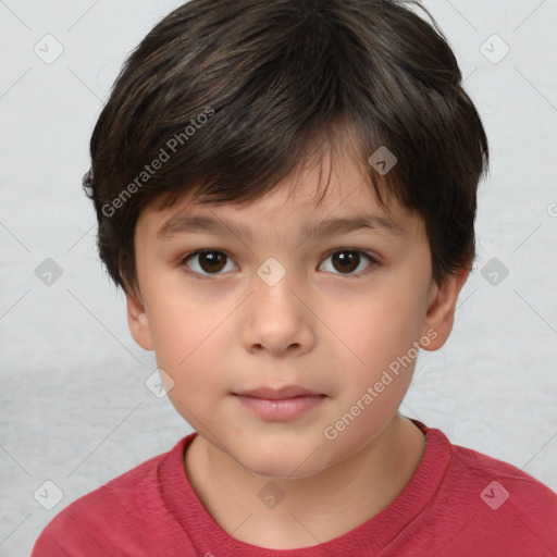 Neutral white child female with short  brown hair and brown eyes