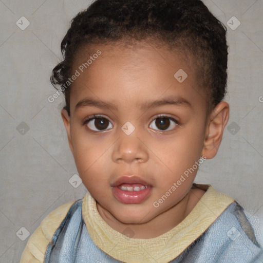 Neutral white child female with short  brown hair and brown eyes