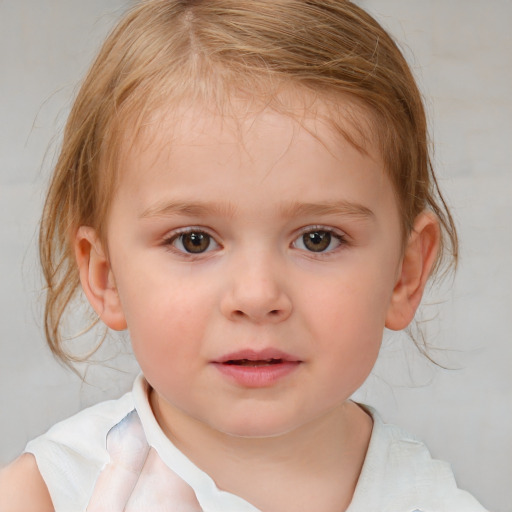 Neutral white child female with medium  brown hair and brown eyes