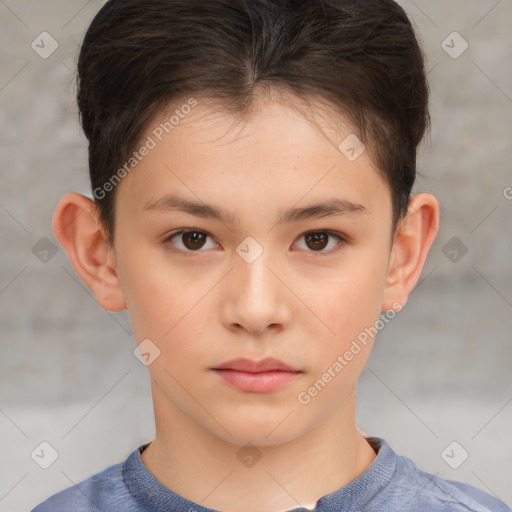 Neutral white child female with short  brown hair and brown eyes