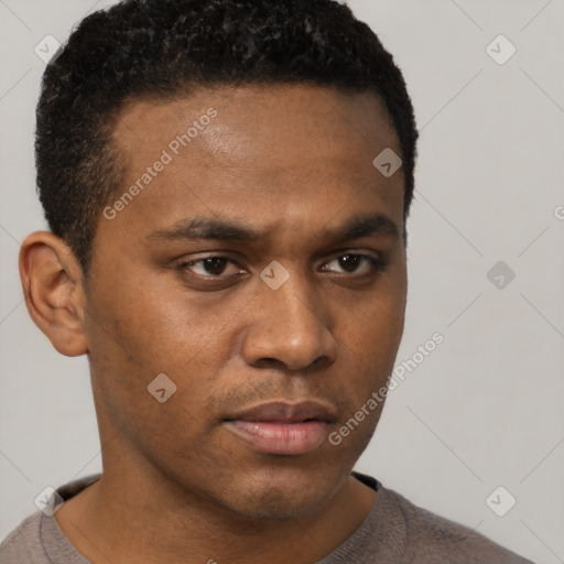 Neutral latino young-adult male with short  brown hair and brown eyes