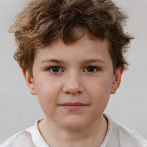 Neutral white child male with short  brown hair and brown eyes