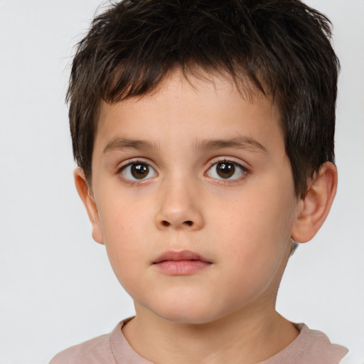 Neutral white child male with short  brown hair and brown eyes