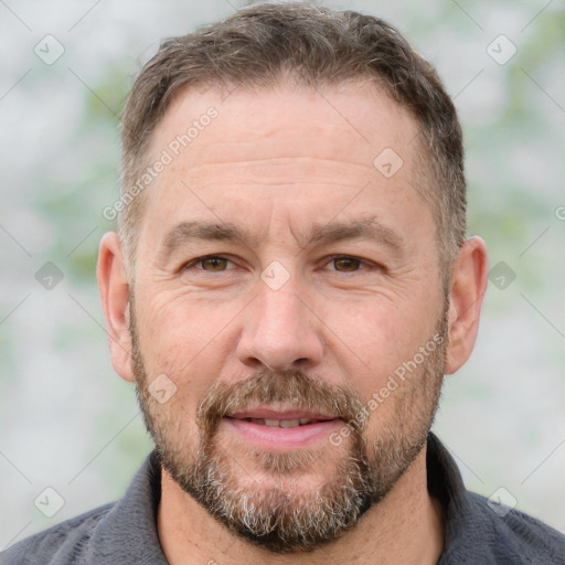 Neutral white adult male with short  brown hair and brown eyes