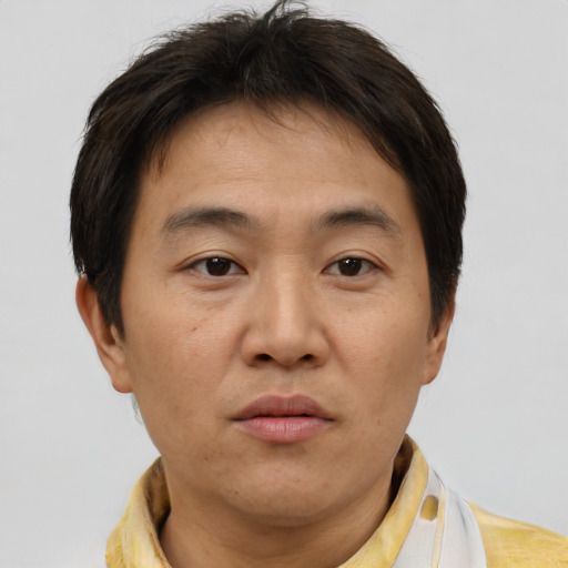 Neutral white adult male with short  brown hair and brown eyes