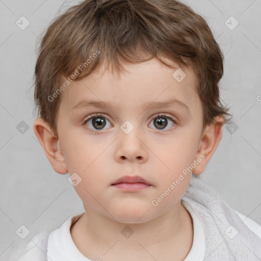 Neutral white child male with short  brown hair and brown eyes