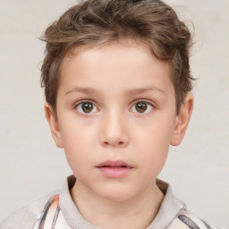 Neutral white child female with short  brown hair and brown eyes