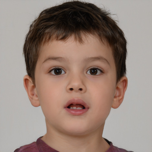 Neutral white child male with short  brown hair and brown eyes