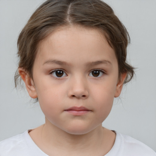 Neutral white child female with medium  brown hair and brown eyes