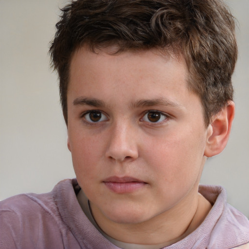 Neutral white child male with short  brown hair and brown eyes