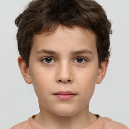 Neutral white child male with short  brown hair and brown eyes