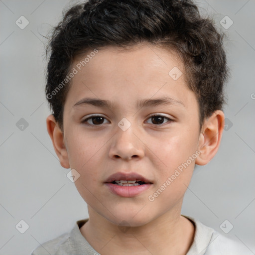 Neutral white child male with short  brown hair and brown eyes