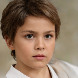 Neutral white child female with short  brown hair and brown eyes