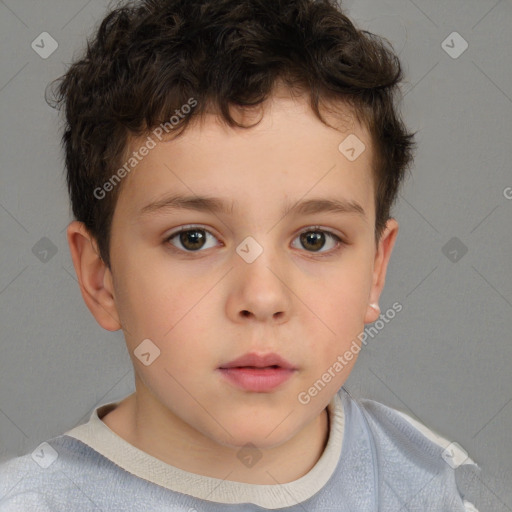 Neutral white child male with short  brown hair and brown eyes