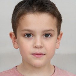 Neutral white child male with short  brown hair and brown eyes