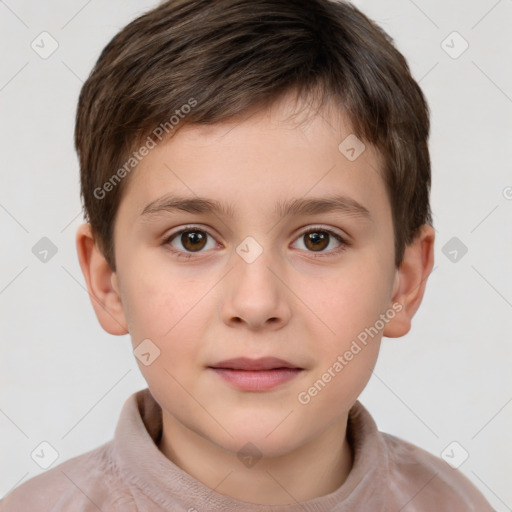 Neutral white child male with short  brown hair and brown eyes