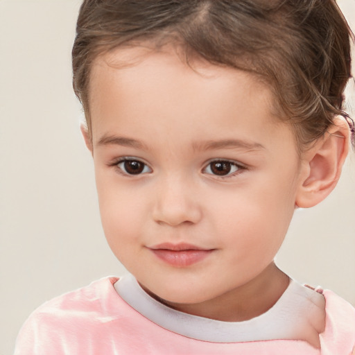 Neutral white child female with short  brown hair and brown eyes