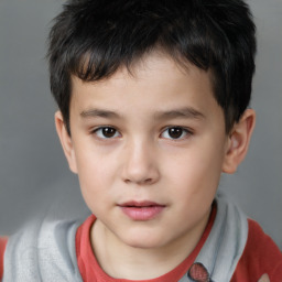 Neutral white child male with short  brown hair and brown eyes