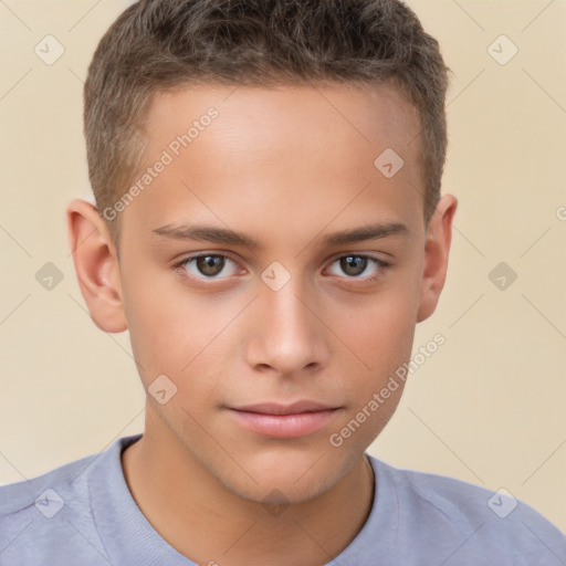 Neutral white child male with short  brown hair and brown eyes