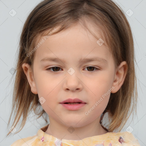 Neutral white child female with medium  brown hair and brown eyes