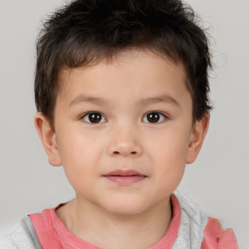 Neutral white child male with short  brown hair and brown eyes