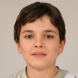 Neutral white child male with short  brown hair and brown eyes