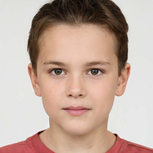 Neutral white child male with short  brown hair and brown eyes