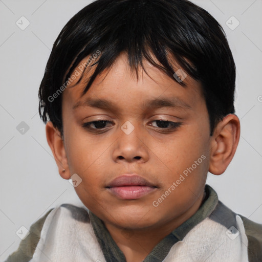 Neutral asian child female with short  brown hair and brown eyes