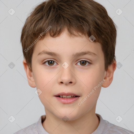 Neutral white child male with short  brown hair and brown eyes