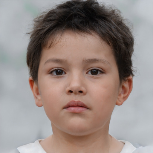 Neutral white child male with short  brown hair and brown eyes