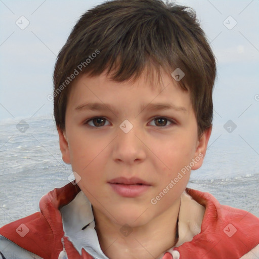 Neutral white child female with short  brown hair and brown eyes