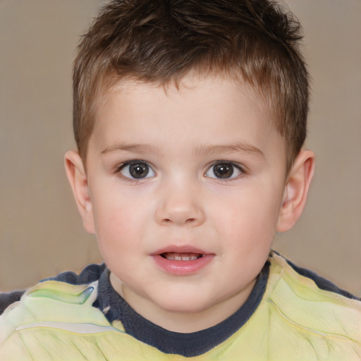 Neutral white child male with short  brown hair and brown eyes