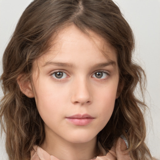 Neutral white child female with medium  brown hair and brown eyes