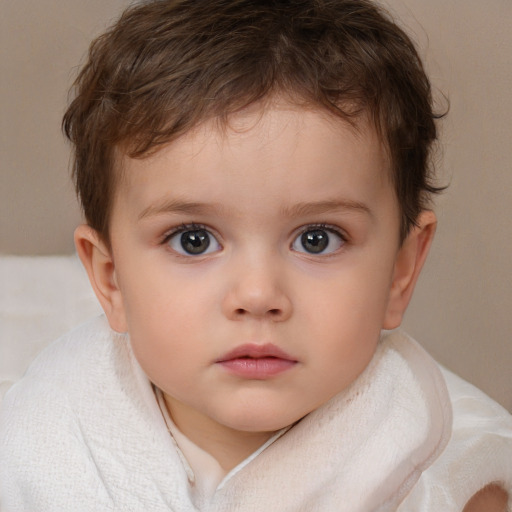 Neutral white child male with short  brown hair and brown eyes