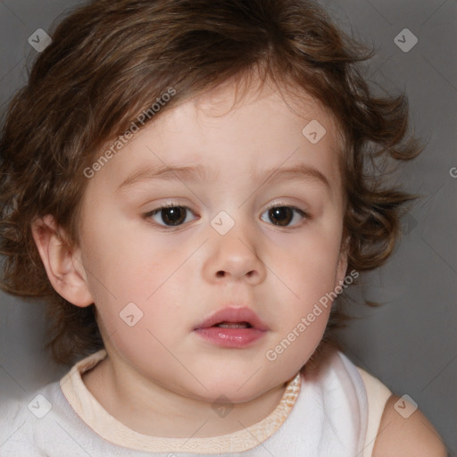 Neutral white child female with medium  brown hair and brown eyes