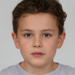 Neutral white child female with short  brown hair and brown eyes