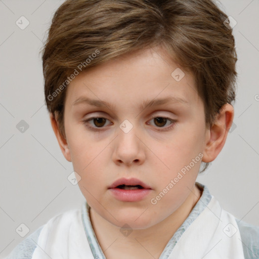 Neutral white child female with short  brown hair and brown eyes