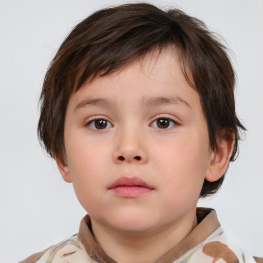 Neutral white child male with medium  brown hair and brown eyes