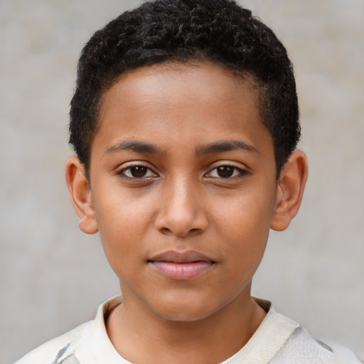 Neutral black child male with short  brown hair and brown eyes