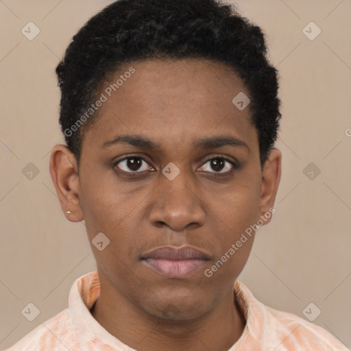 Neutral latino young-adult male with short  brown hair and brown eyes