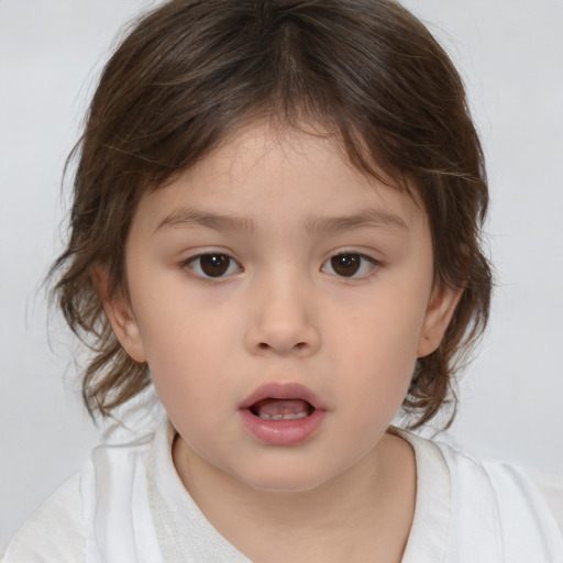 Neutral white child female with medium  brown hair and brown eyes