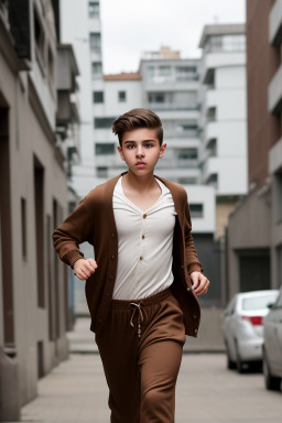 Colombian teenager boy with  brown hair