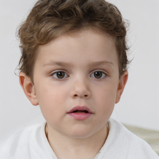 Neutral white child male with short  brown hair and brown eyes