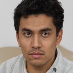 Neutral asian young-adult male with short  brown hair and brown eyes